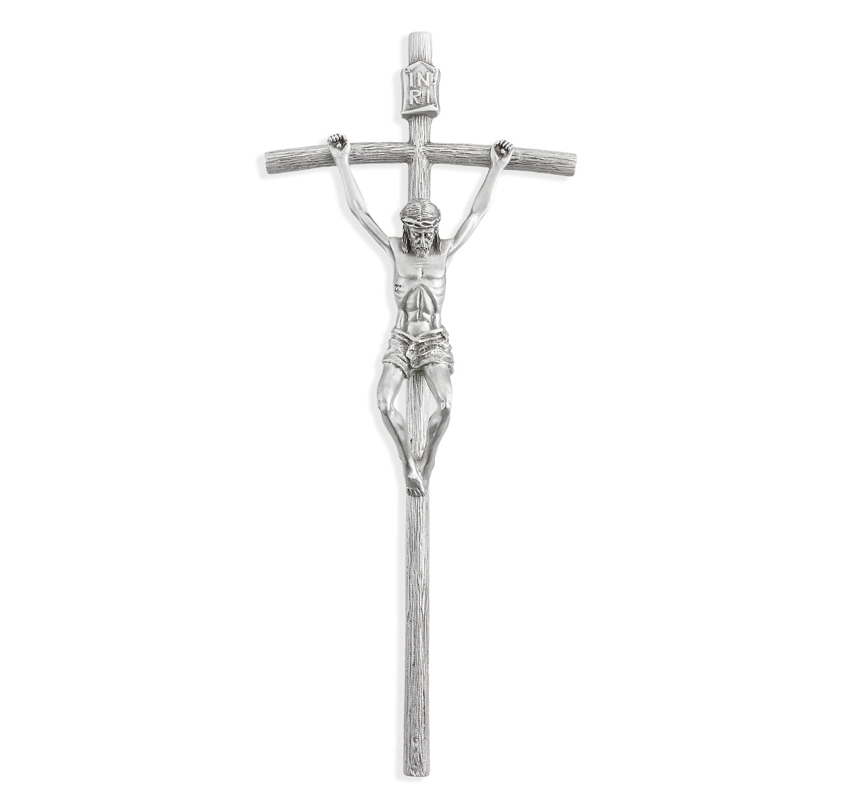 Papal Wall 10" Pewter and Wood Crucifix