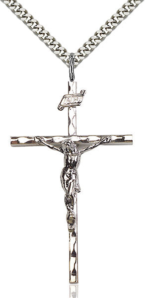 Sterling Silver Knurled Crucifix Pendant