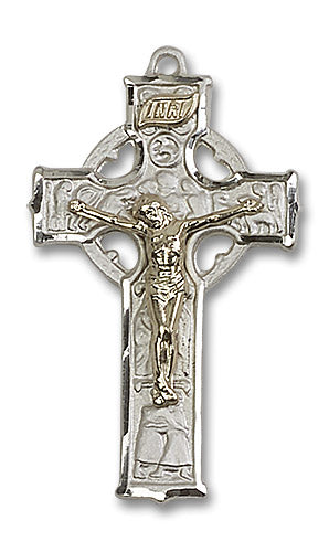 Two-Tone GF/SS Mens Celtic Crucifix Pendant