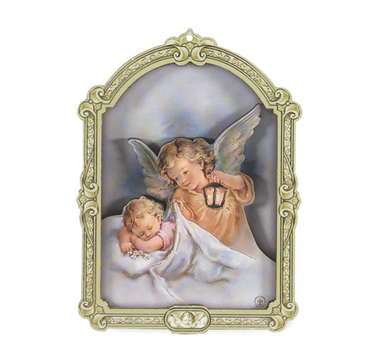 Guardian Angel with Lamp Wood Plaque