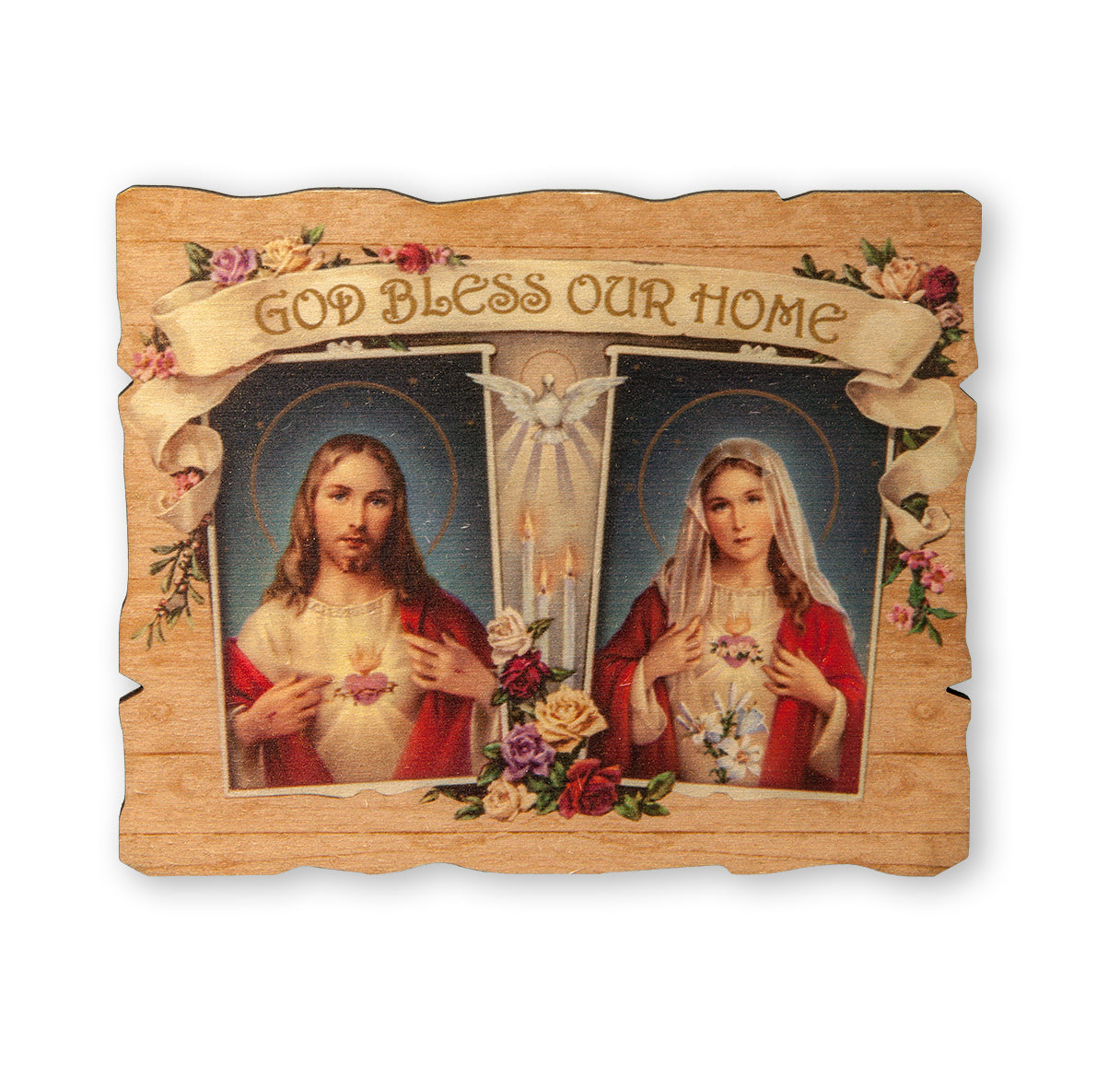 The Sacred Hearts Wood Wall Plaque