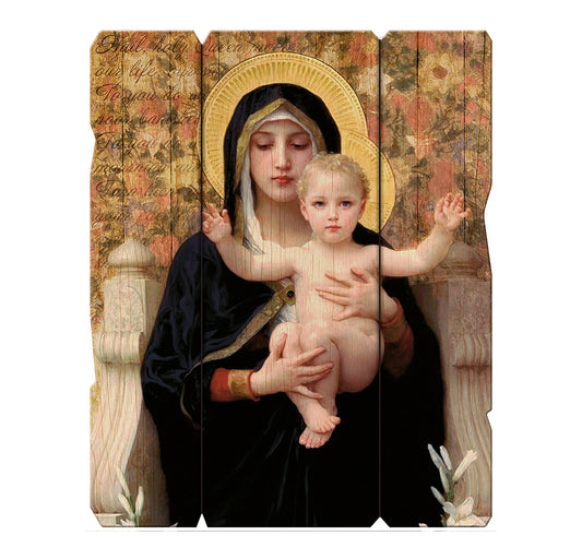 Madonna and Child Wood Wall Plaque