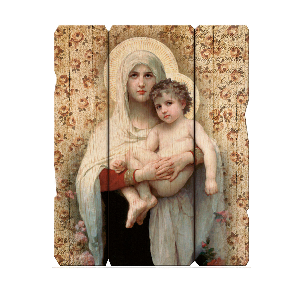 Madonna of the Roses Wood Wall Plaque