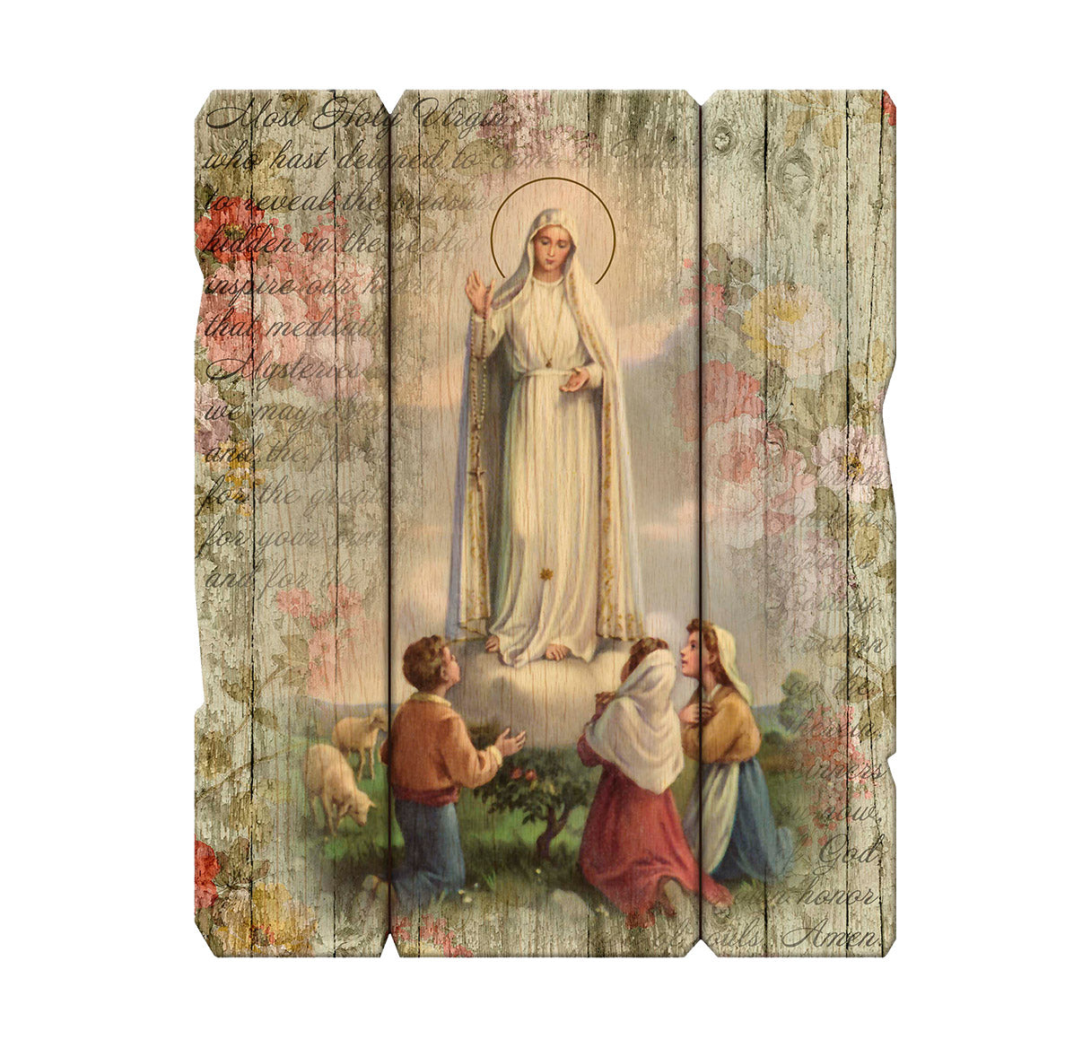Our Lady of Fatima Wood Wall Plaque