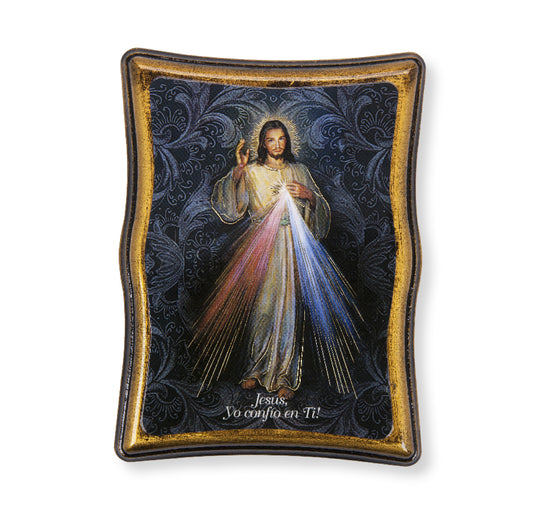 Divine Mercy (Spanish) Antiqued Wood Plaque