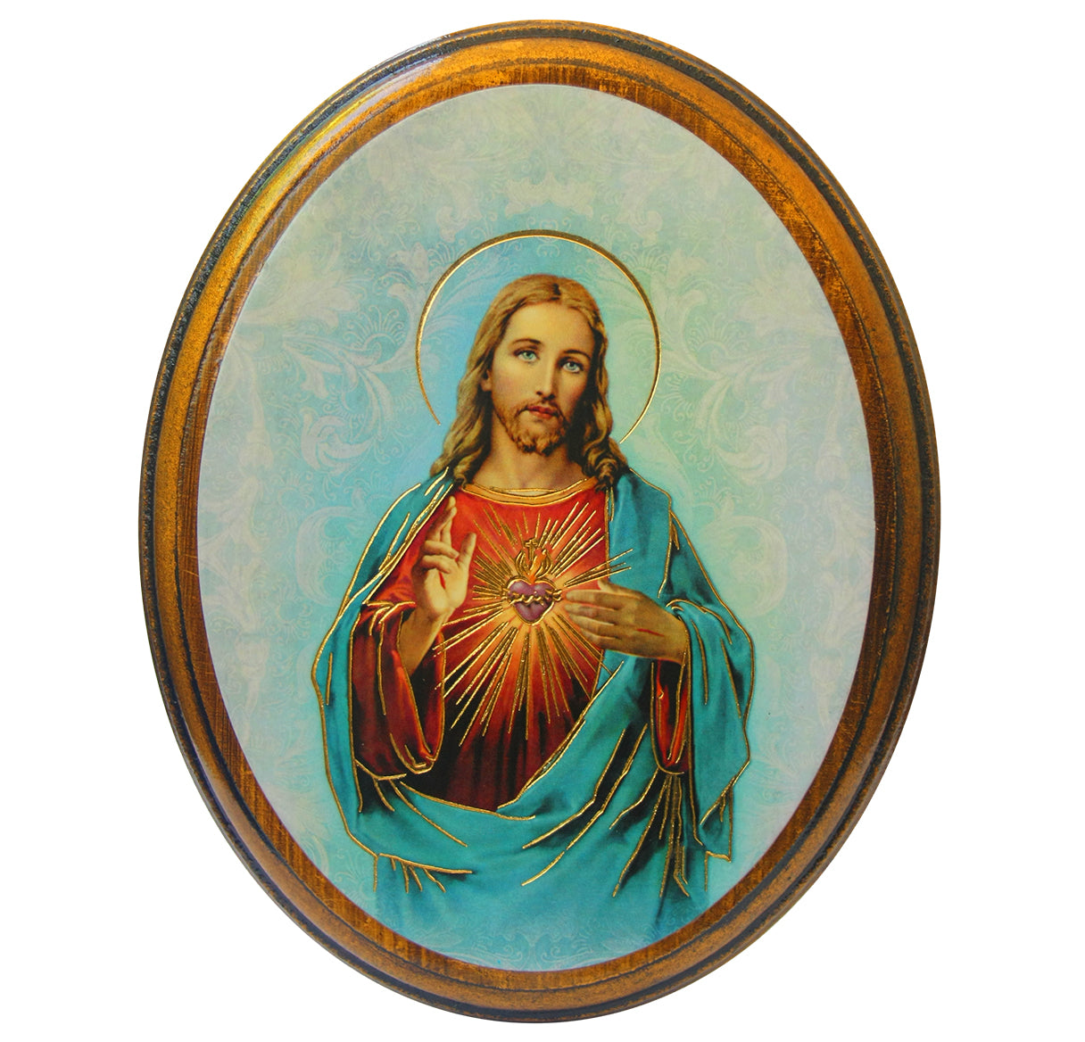 Sacred Heart of Jesus Antiqued Wood Plaque