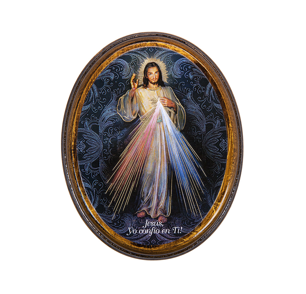 Divine Mercy (Spanish) Antiqued Wood Plaque