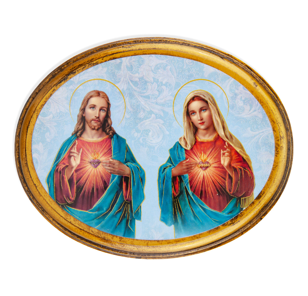 Sacred Hearts Antiqued Wood Plaque