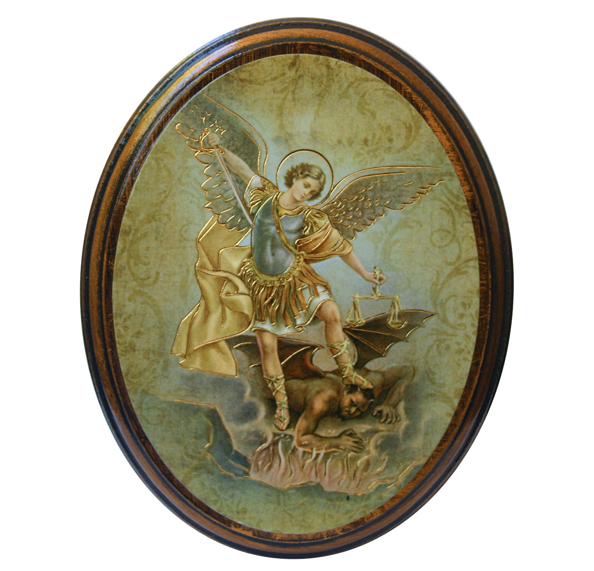 St. Michael Antiqued Wood Plaque