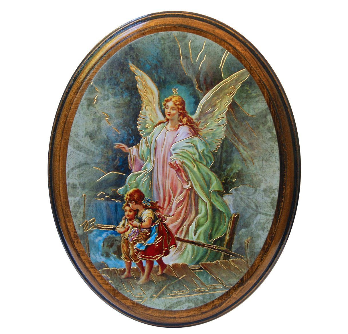 Guardian Angel Antiqued Wood Plaque