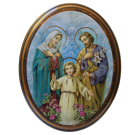Holy Family Antiqued Wood Plaque
