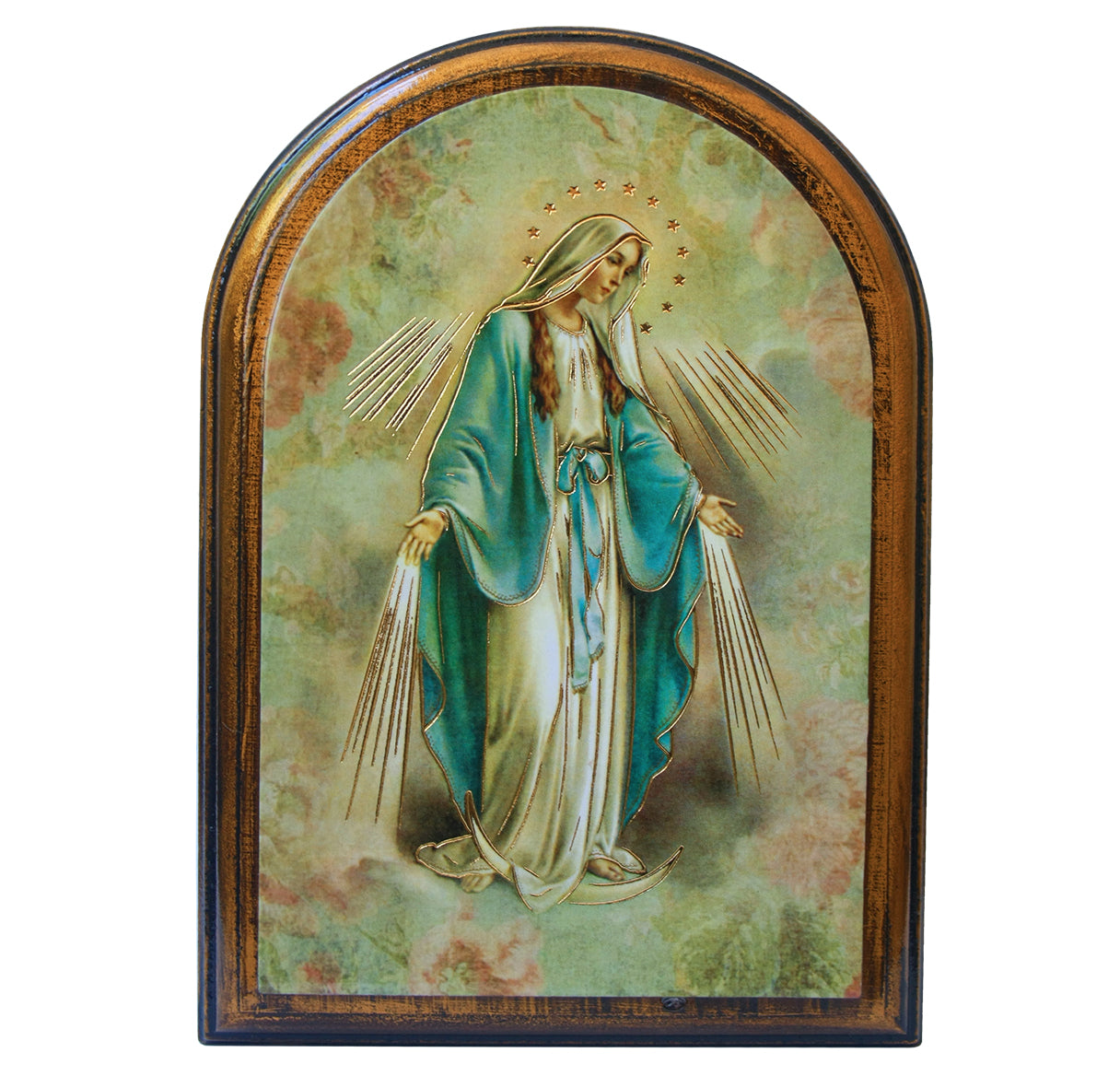 Our Lady of Grace Antiqued Wood Plaque