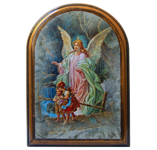 Guardian Angel Antiqued Wood Plaque