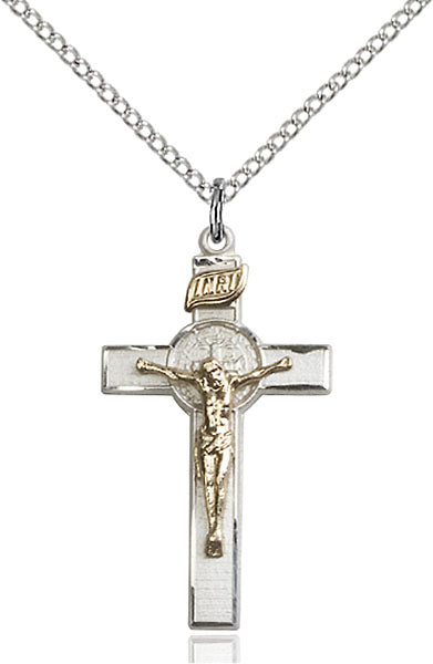 Two-Tone GF/SS Saint Benedict Crucifix Pendant