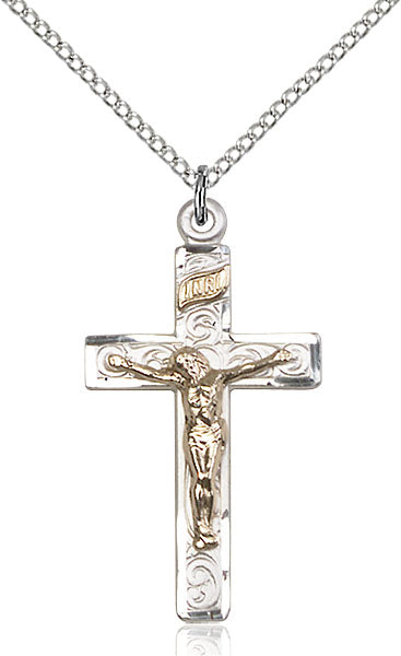 Two-Tone GF/SS Crucifix Pendant