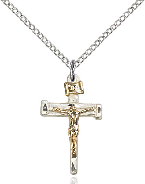 Two-Tone GF/SS Nail Crucifix Pendant