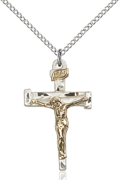 Two-Tone GF/SS Nail Crucifix Pendant