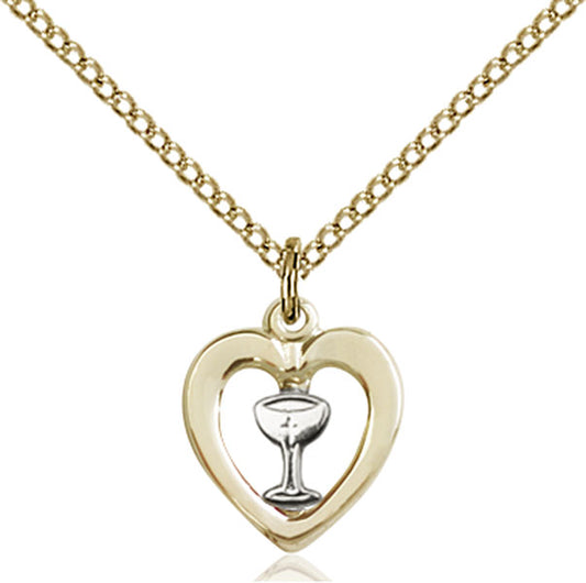 Two-Tone SS/GF Heart / Chalice Pendant