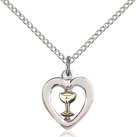 Two-Tone GF/SS Heart / Chalice Pendant