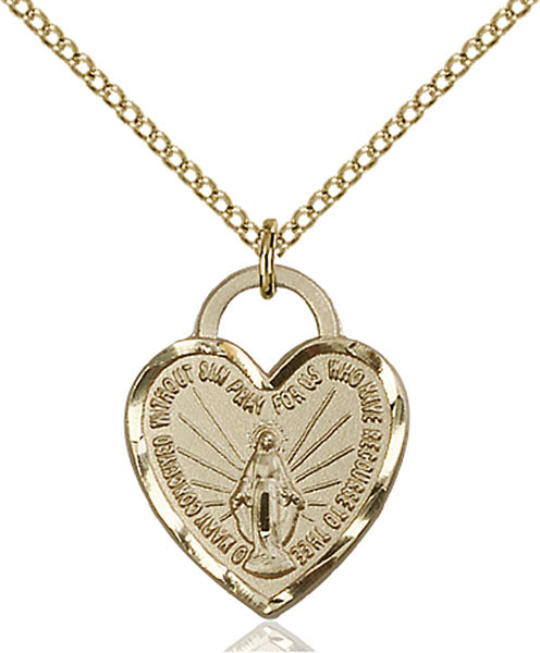 14kt Gold Filled Miraculous Heart Pendant