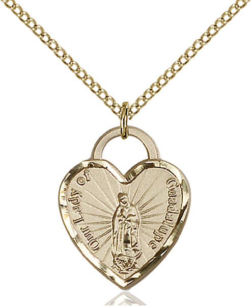 14kt Gold Filled Our Lady of Guadalupe Heart Pendant