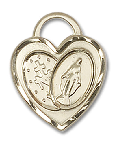 14kt Gold Miraculous Heart Medal