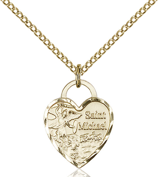 14kt Gold Filled Saint Michael Heart Pendant