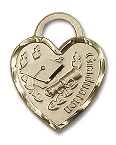 14kt Gold Graduation Heart Medal