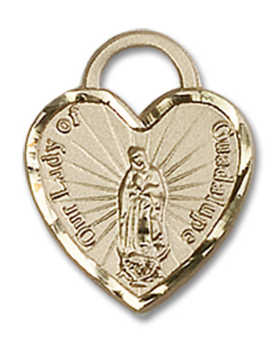 14kt Gold Our Lady of Guadalupe Heart Medal