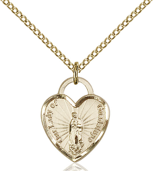 14kt Gold Filled Our Lady of Guadalupe Heart Pendant