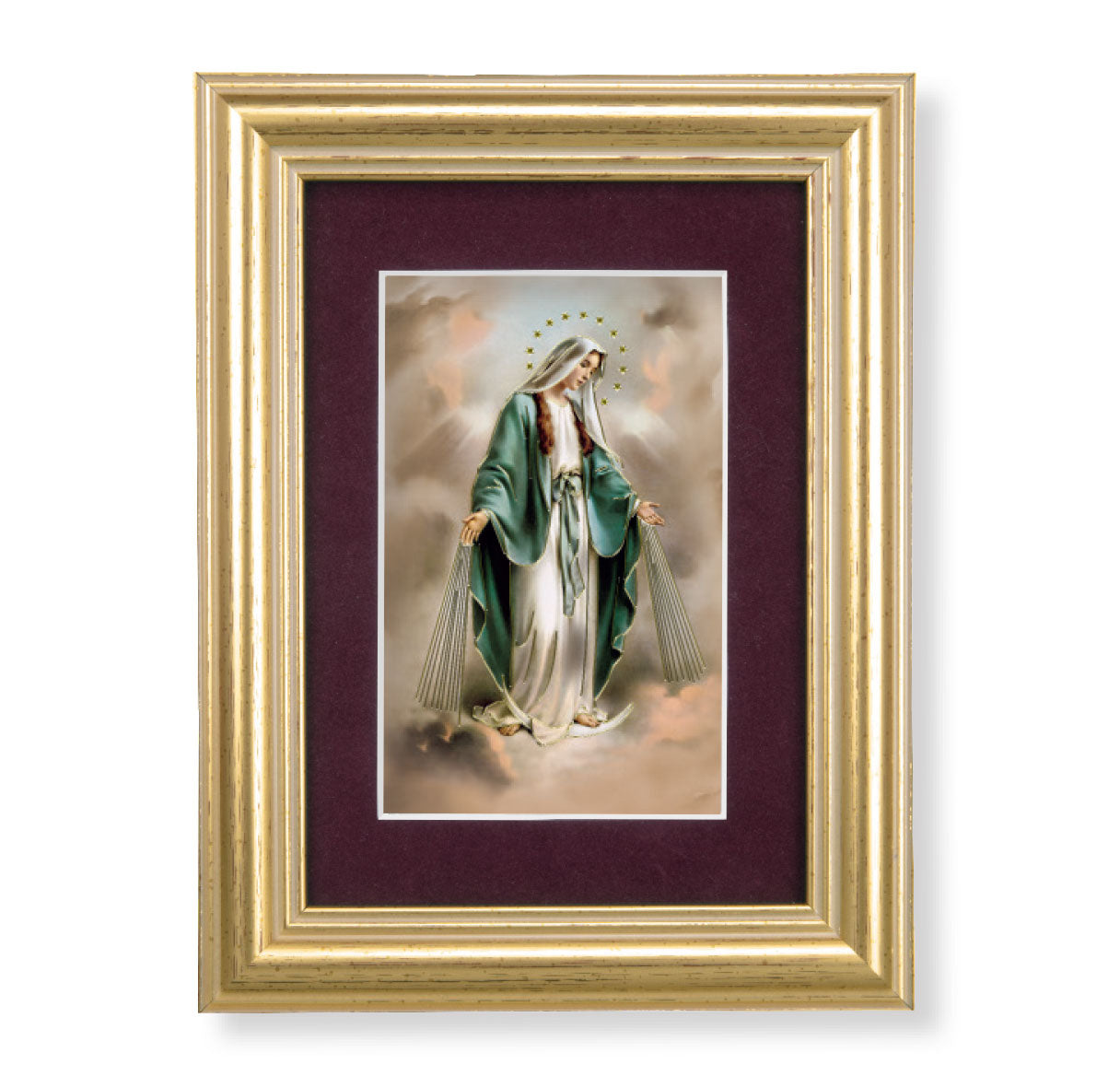 Our Lady of Grace Framed Art with Maroon Velvet Matting