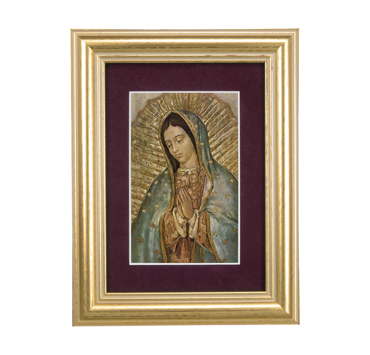 Our Lady of Guadalupe Framed Art with Maroon Velvet Matting