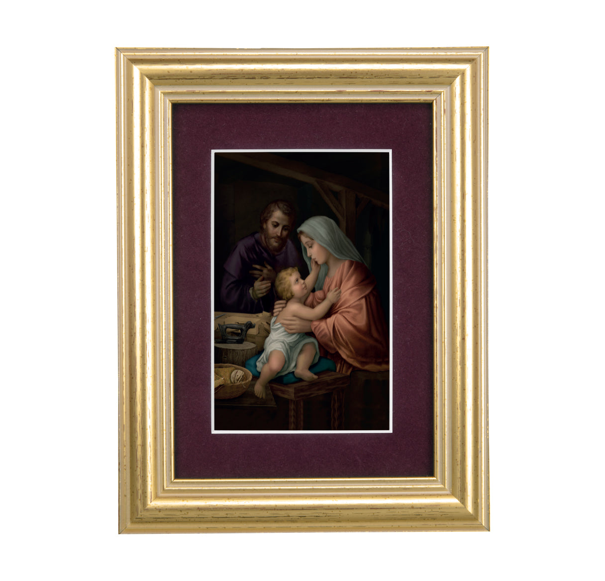 Holy Family Framed Art with Maroon Velvet Matting