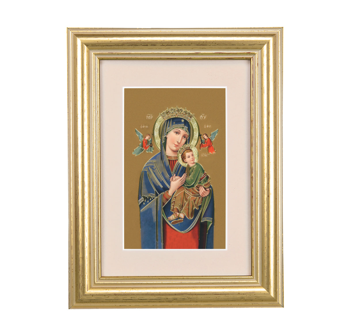Our Lady of Perpetual Help Framed Art with Maroon Velvet Matting