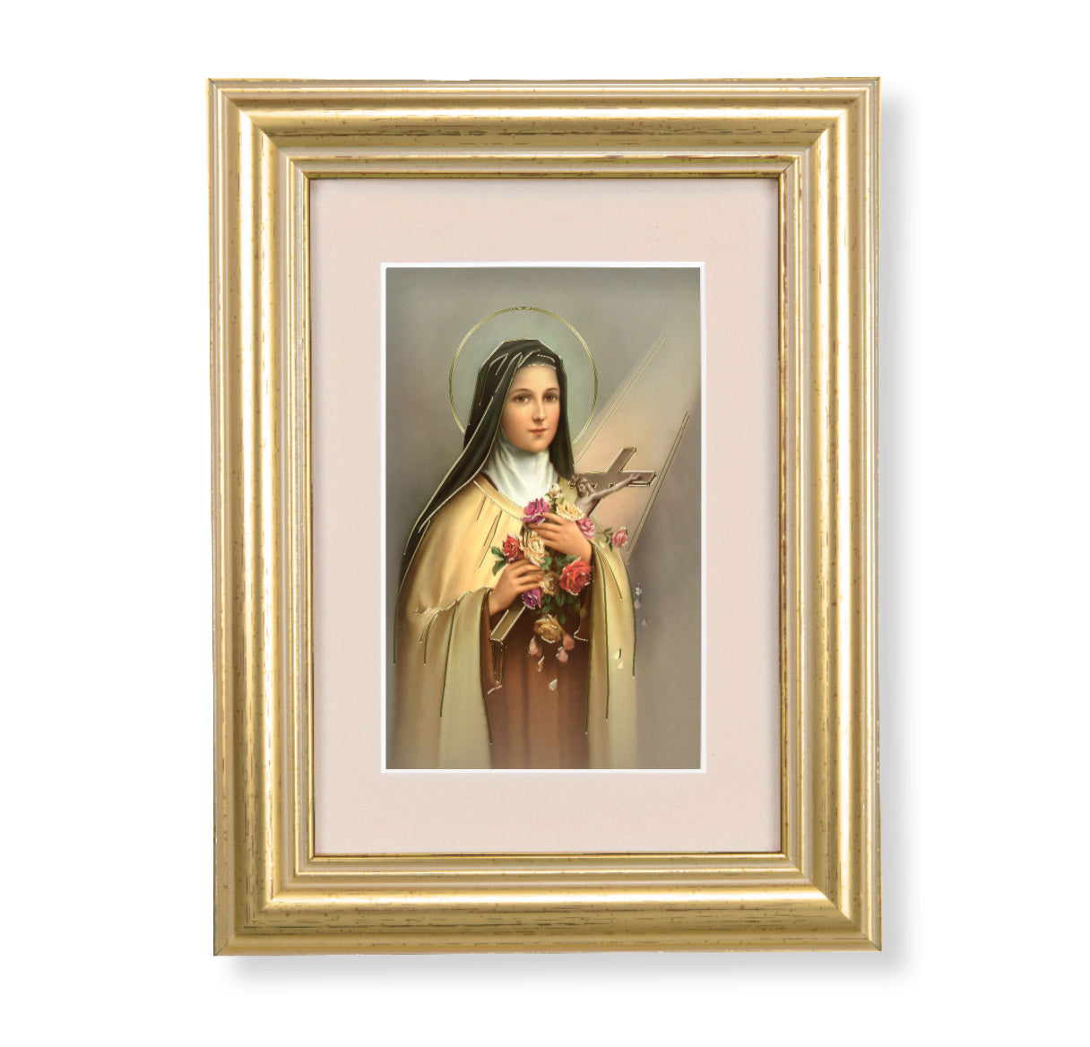 St. Therese Framed Art with Maroon Velvet Matting
