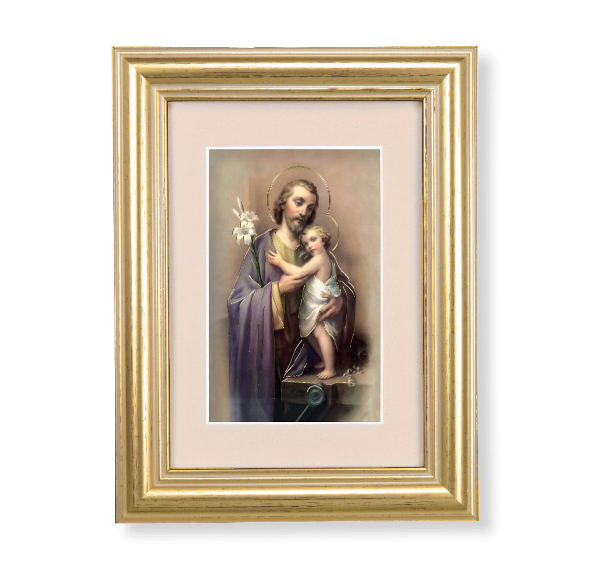 St. Joseph Framed Art with Maroon Velvet Matting