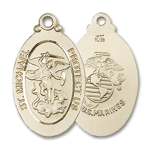 14kt Gold Saint Michael / Marines Medal