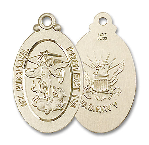 14kt Gold Saint Michael / Navy Medal