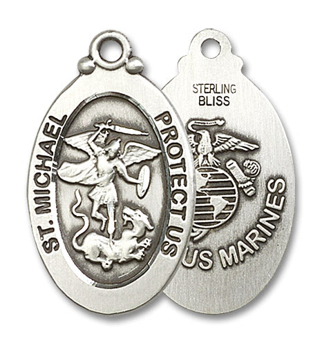 Sterling Silver Saint Michael / Marines Pendant