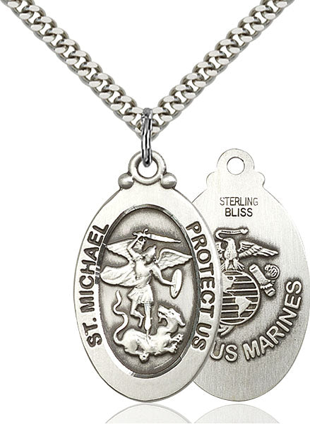Sterling Silver Saint Michael / Marines Pendant