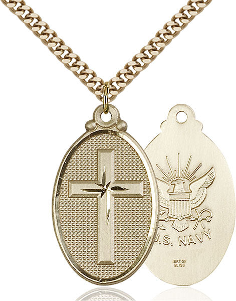 14kt Gold Filled Cross / Navy Pendant