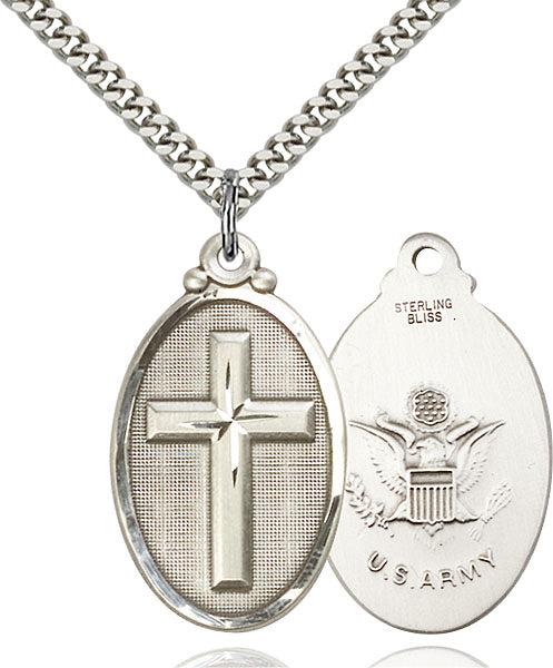 Sterling Silver Cross / Army Pendant