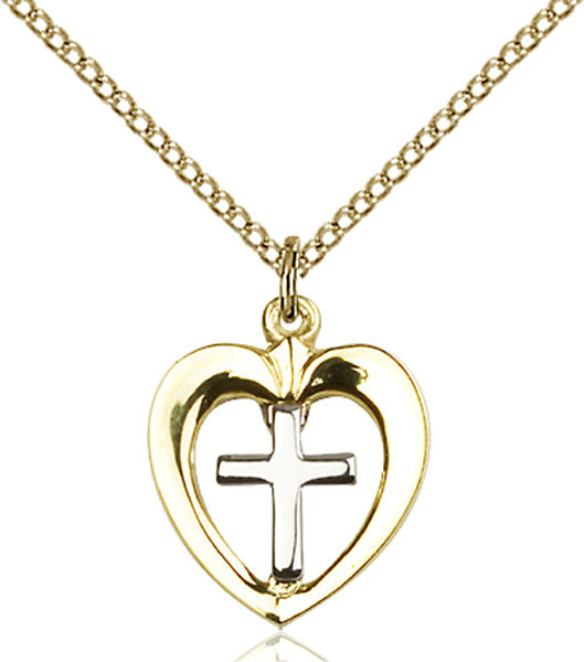 Two-Tone SS/GF Heart / Chalice Pendant