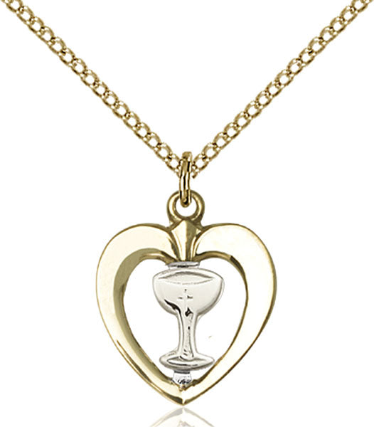 Two-Tone SS/GF Chalice / Heart Pendant