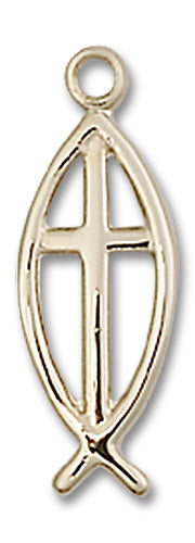 14kt Gold Fish / Cross Medal