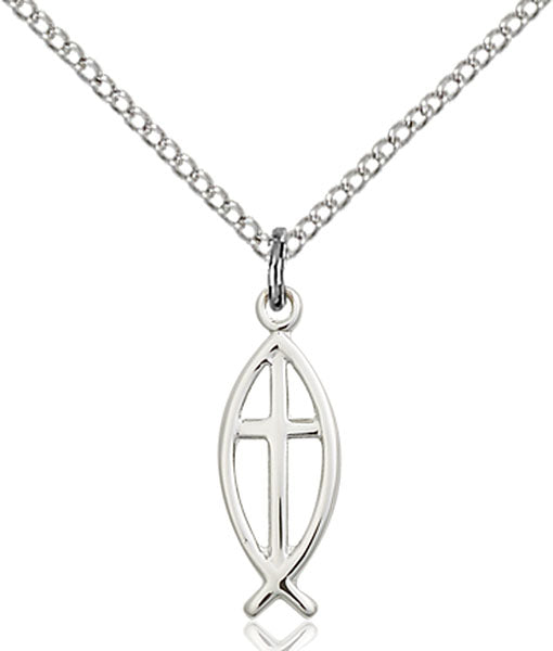 Sterling Silver Fish / Cross Pendant