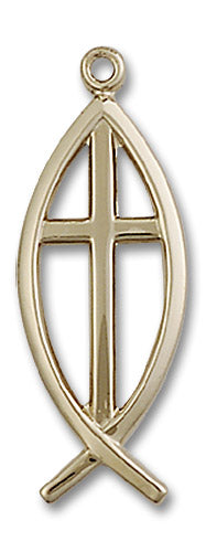 14kt Gold Fish / Cross Medal