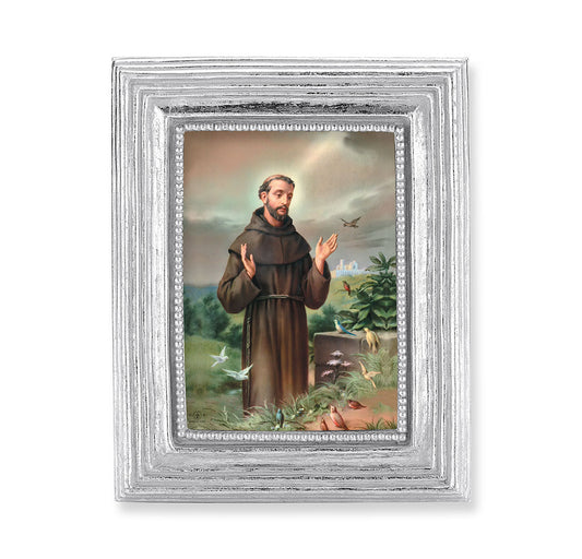 St. Francis Silver Framed Print