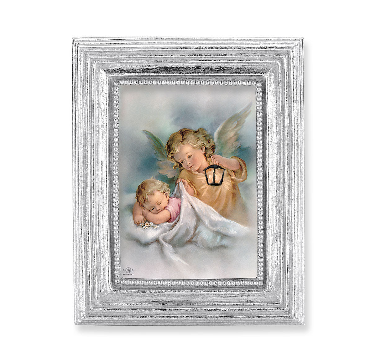 Guardian Angel with Lantern Silver Framed Print
