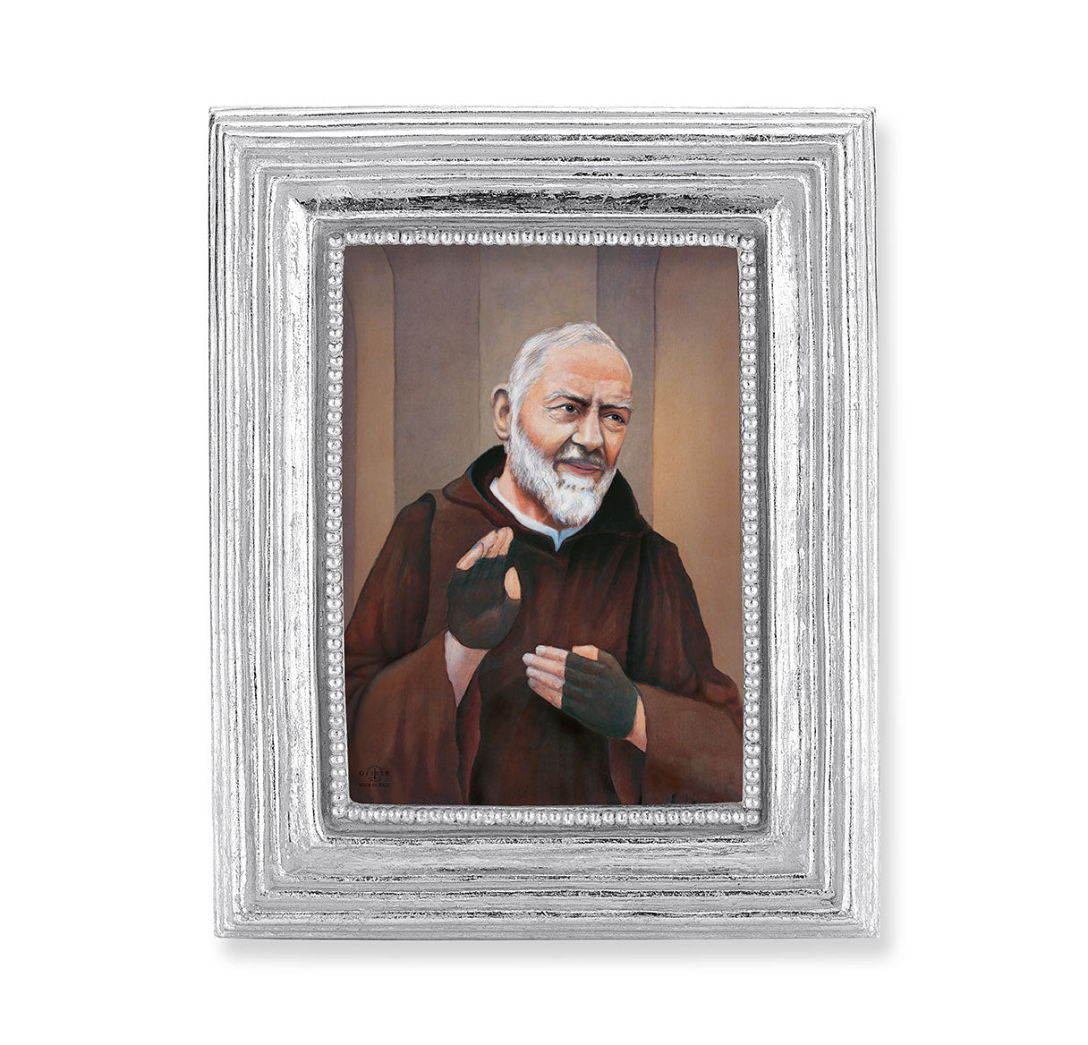 Saint Pio Silver Framed Print